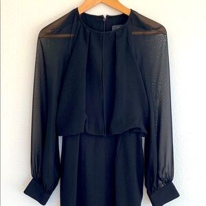 Adrianna Papell Elegant Black Sheer Sleeve Dress size 4 Excellent Condition